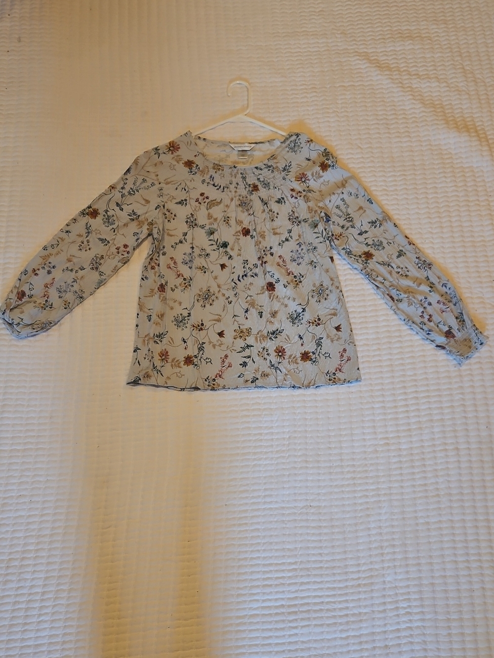 Girls Floral Long-Sleeve Top - Cream Floral
